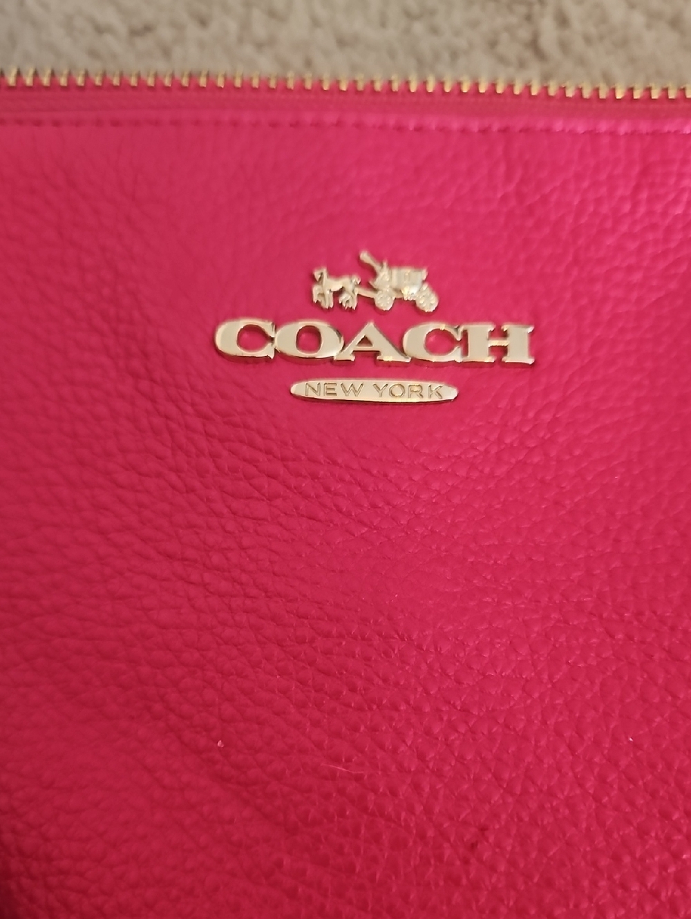 EUC Coach Ava Pink Pebble Leather Tote Bag - Signature Gold Logo - Picture 2 of 14